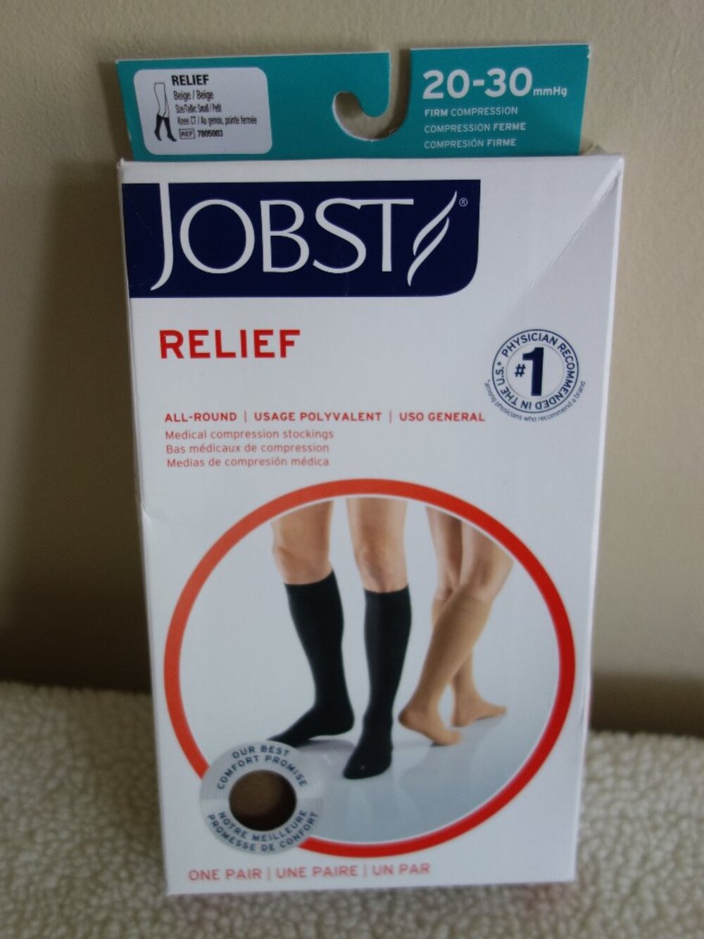 NIB New JOBST Relief 20-30 mm/HG Beige Knee High Socks – Small